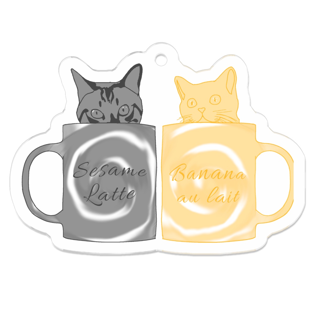 Latte Cat acrylic key chain [sesame & banana]