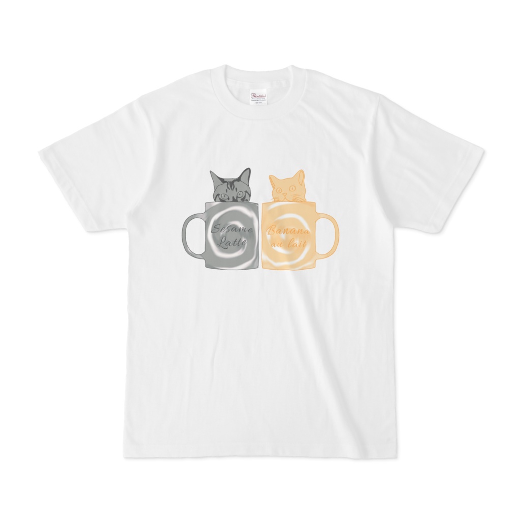 Latte Cat T-shirt [sesame & banana] [white]