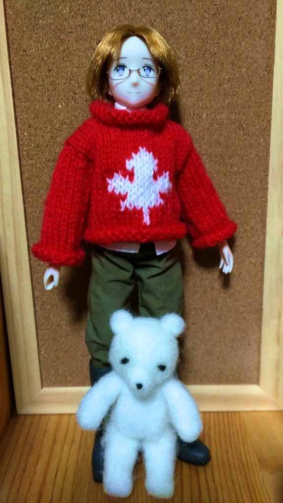 ドール用セーター(カナダ国旗柄)