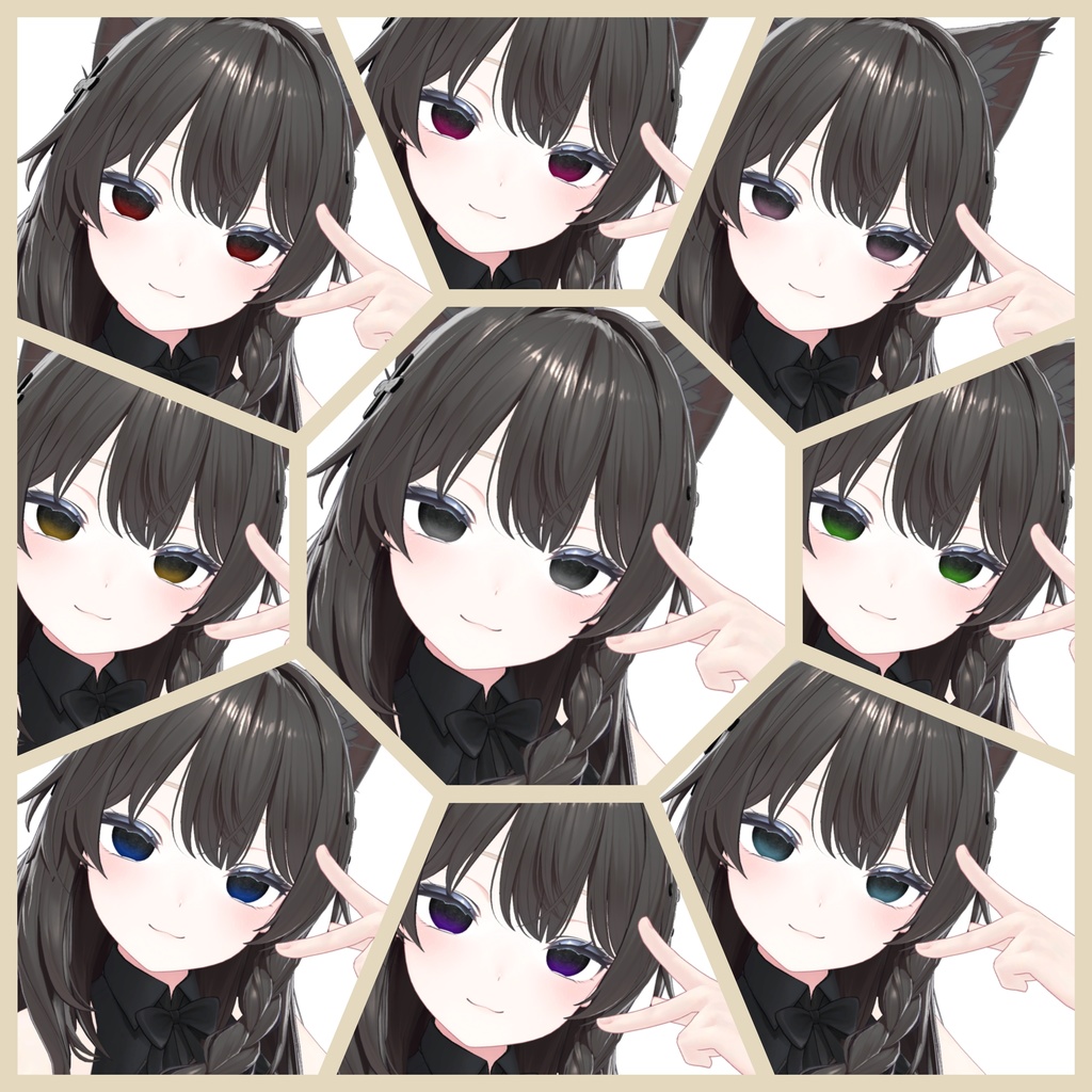 【VRchat】3Avatars 闇堕ちEye Texture 10色 カラー しなの/ルルネ/リナシータ