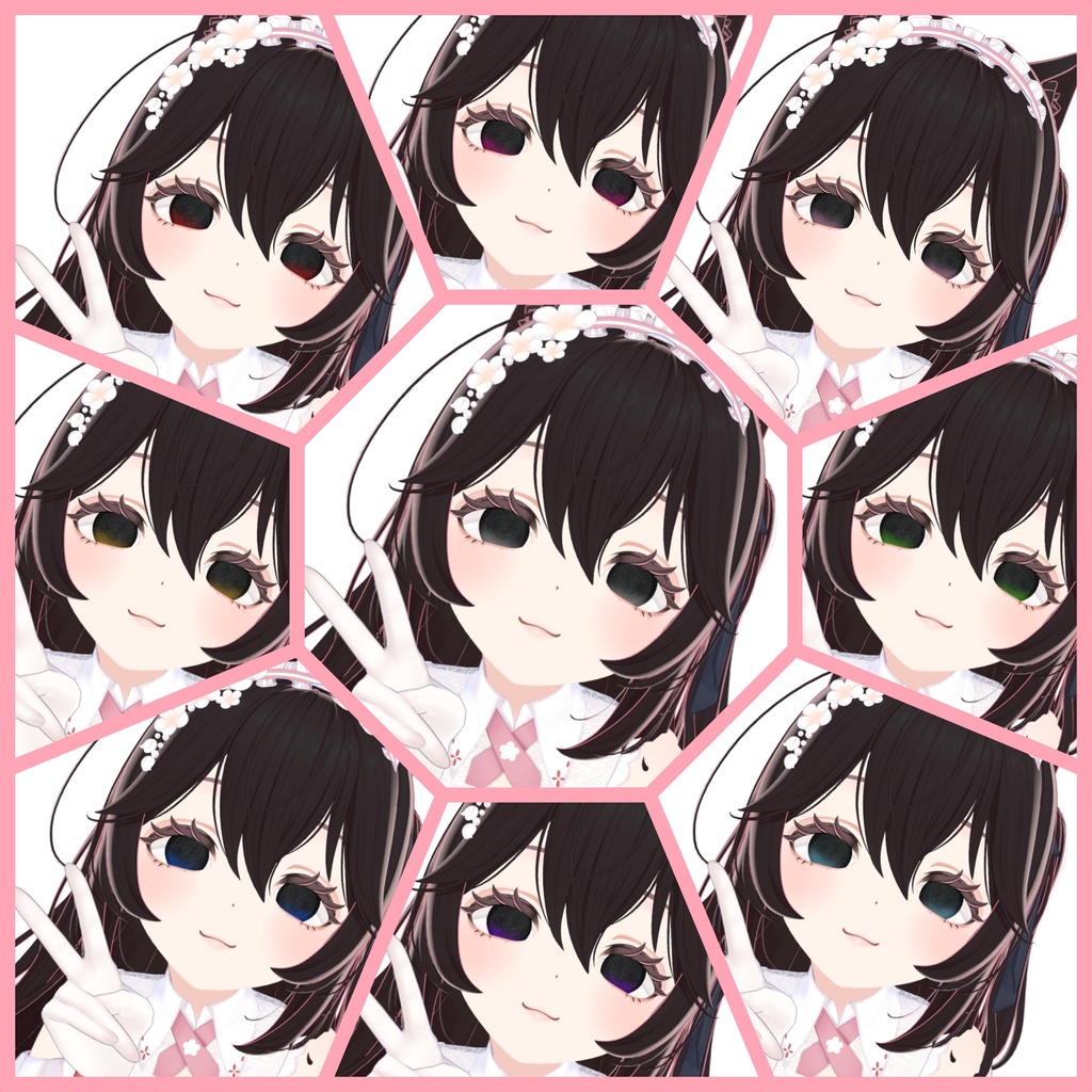 【VRchat】3Avatars 闇堕ちEye Texture 10色 カラー しなの/ルルネ/リナシータ