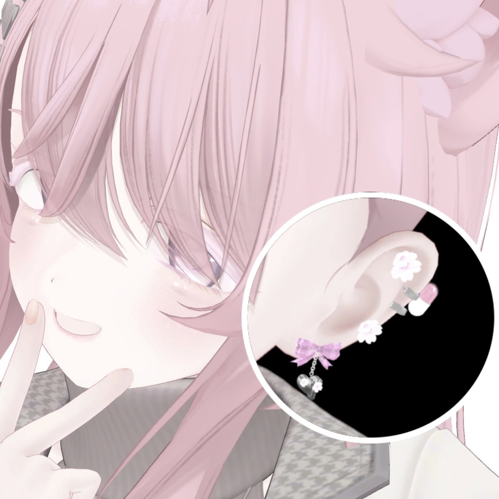 【MA対応】ハート揺れる地雷系さくらピアス