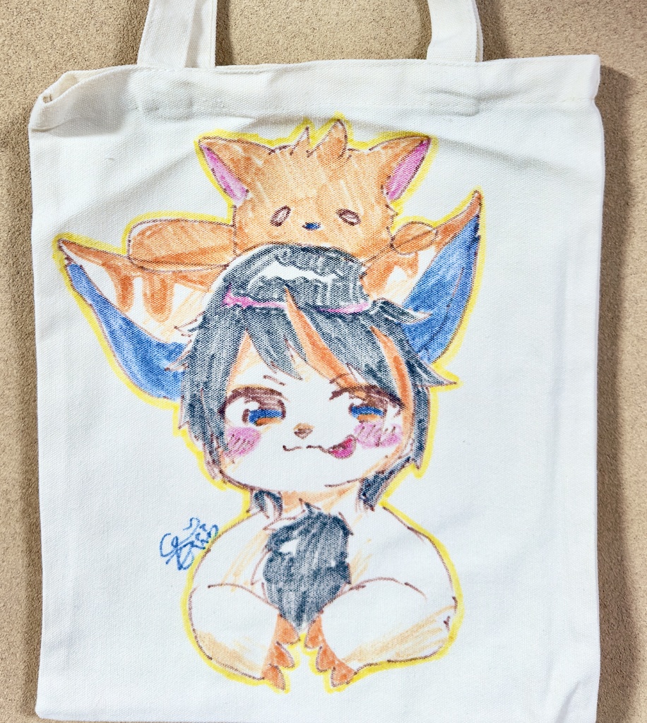 手描きトートバッグ オリケモ スタットくん