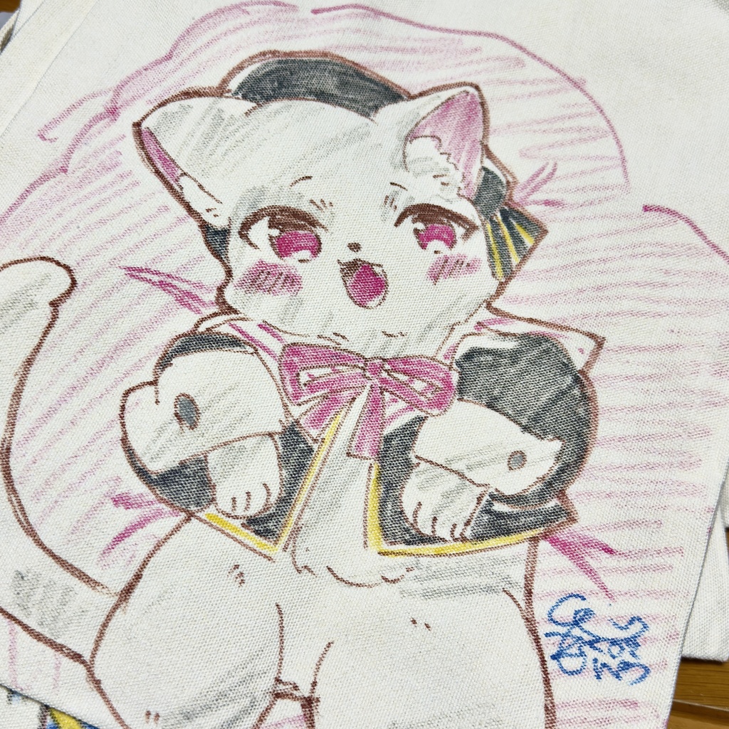 手描きトートバッグ ねこ小夜