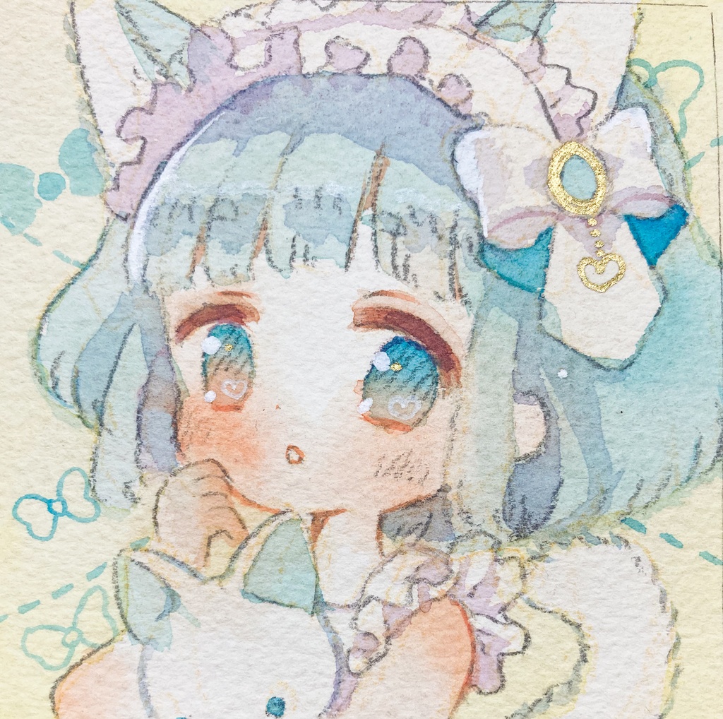 【ミニ原画】ふわふわねこ