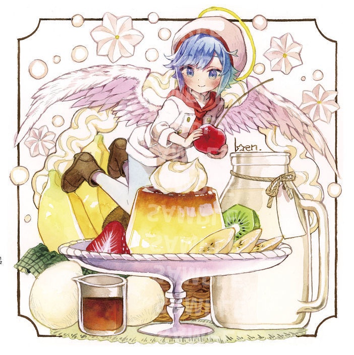 【マット額装原画】きつねの喫茶店-プリンアラモード-