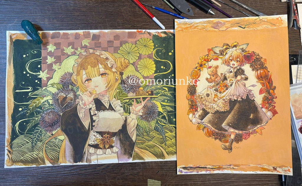 【マット額装原画】秋のメイド マロン