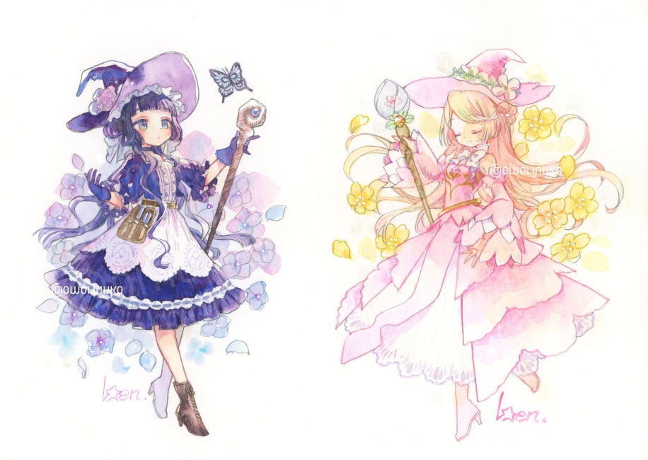 【マット額装作品】紫陽花とプリムラ
