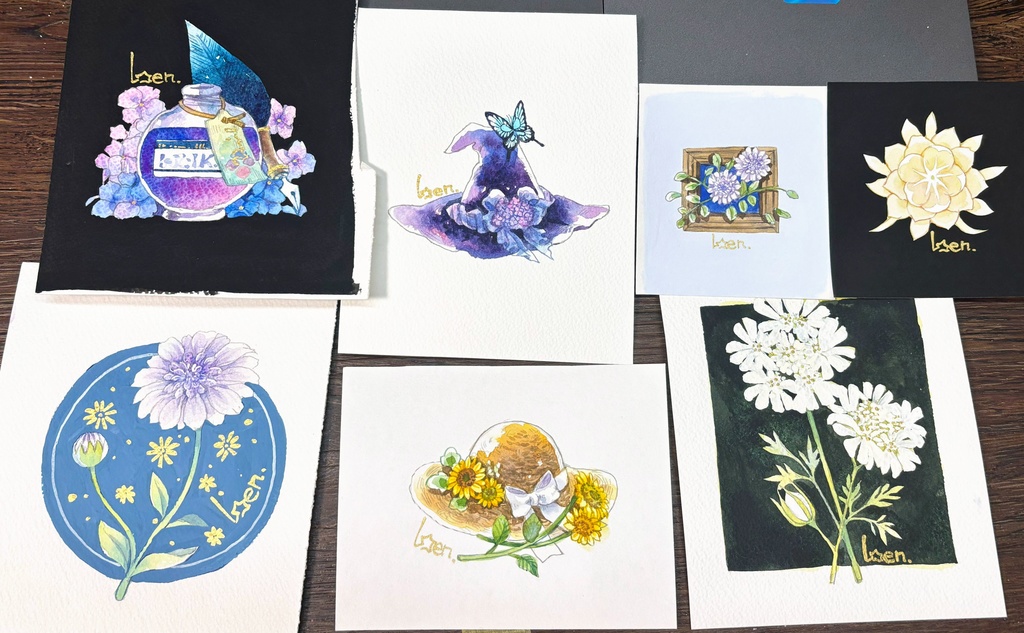 【原画】花たち（ドローイングつき）