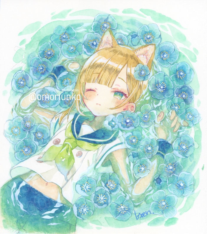 【マット額装作品】水色の微睡