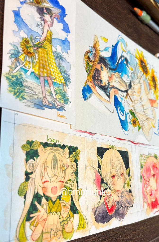 【ミニ原画】drink-抹茶-