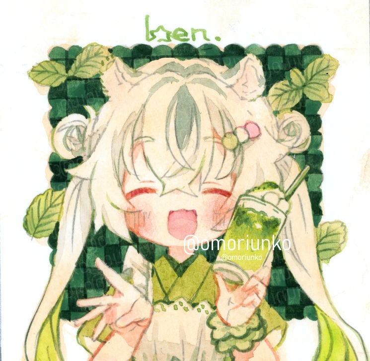 【ミニ原画】drink-抹茶-