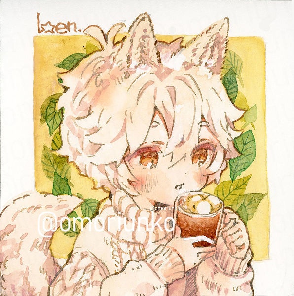 【ミニ原画】drink-マシュマロココア-