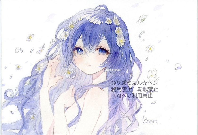 【原画】青に白