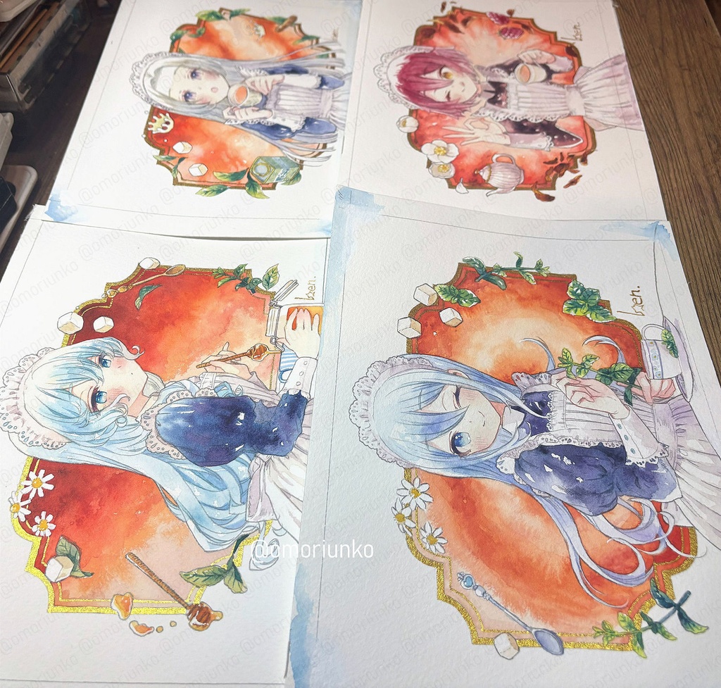 【原画】ミルクティーとメイドE