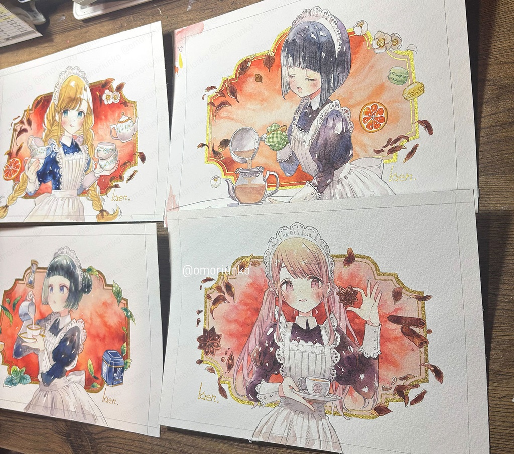 【原画】ミルクティーとメイドF