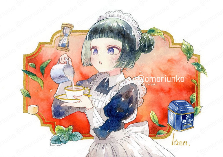 【原画】ミルクティーとメイドF