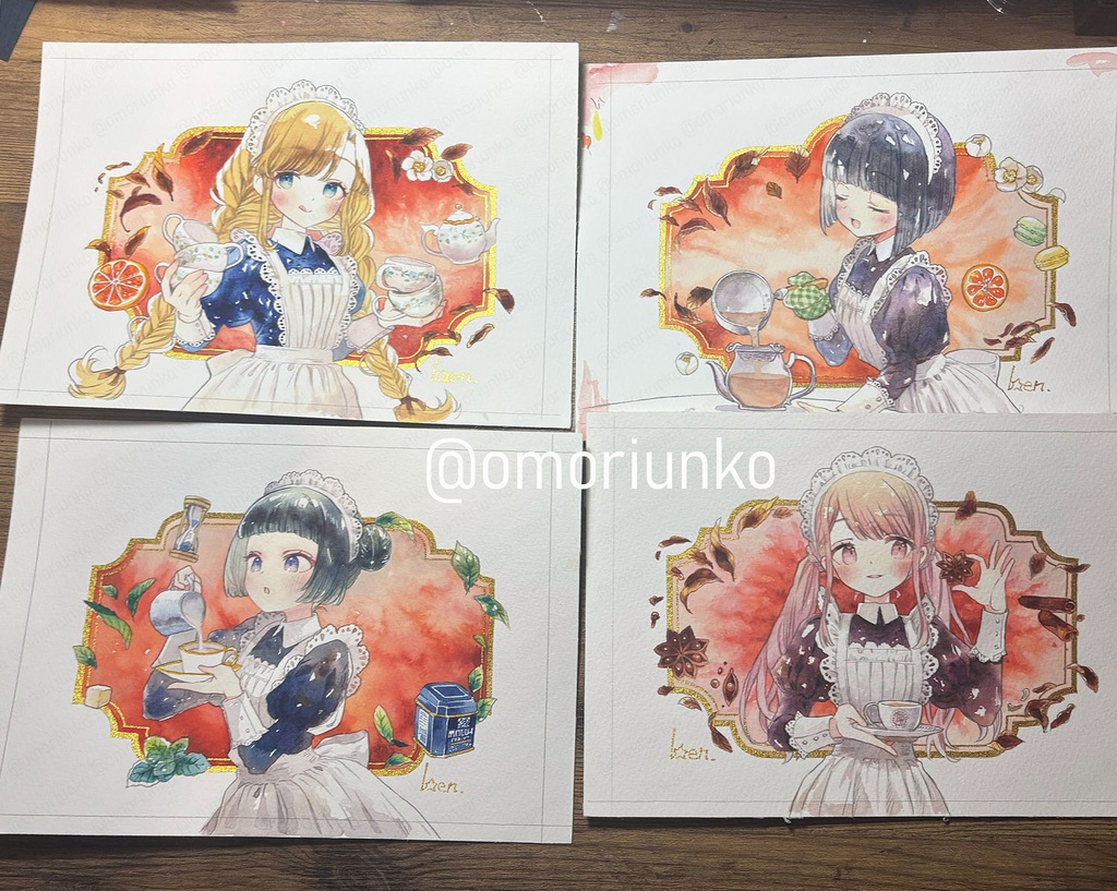 【原画】ミルクティーとメイドF