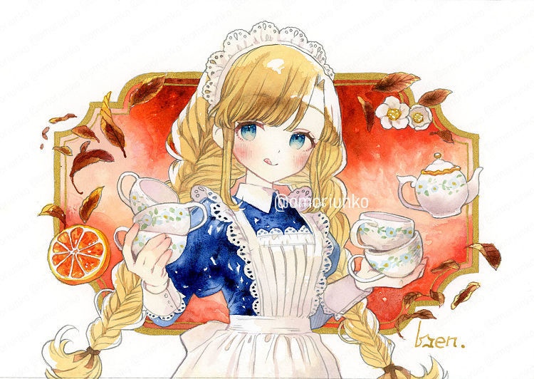 【原画】ミルクティーとメイドJ