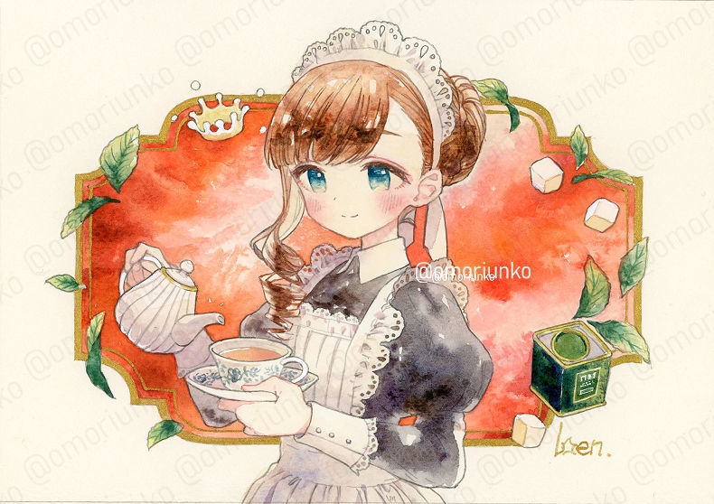 【原画】ミルクティーとメイドO