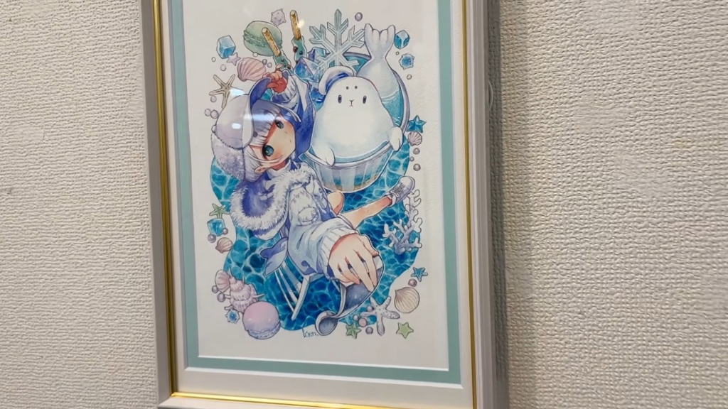 【額装原画】水色パフェ