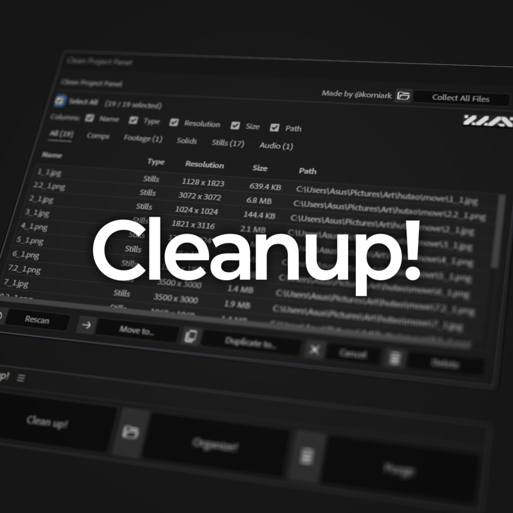 【After Effects スクリプツ】 Cleanup!