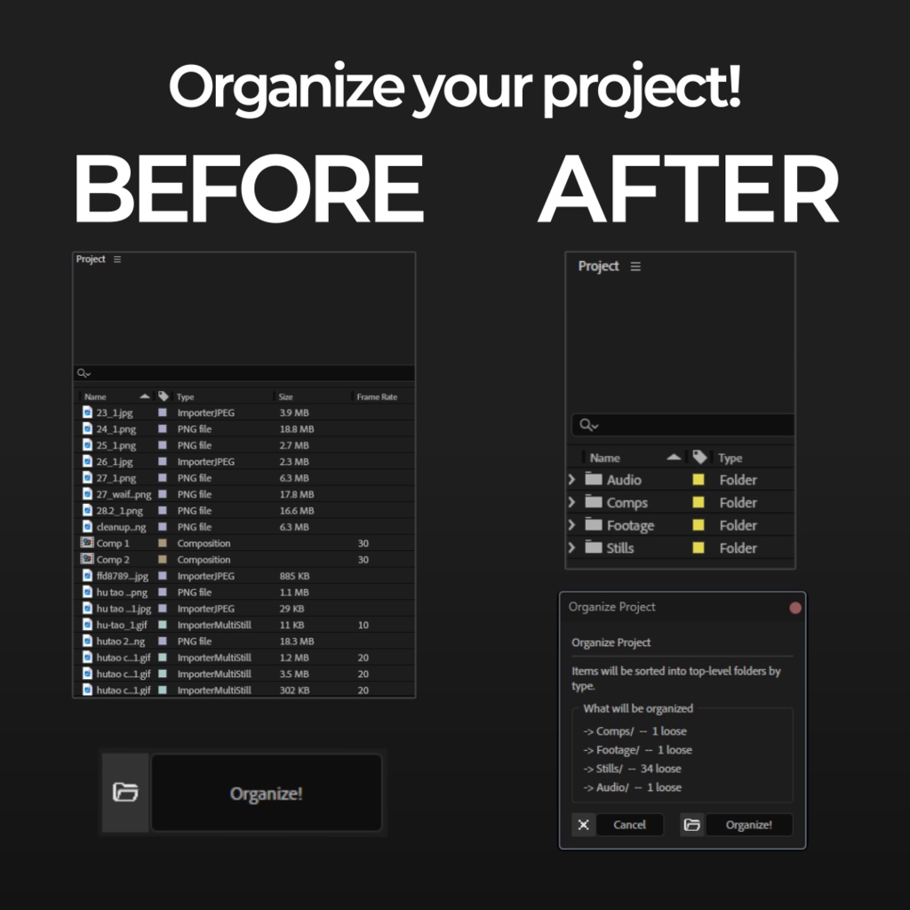 【After Effects スクリプツ】 Cleanup!