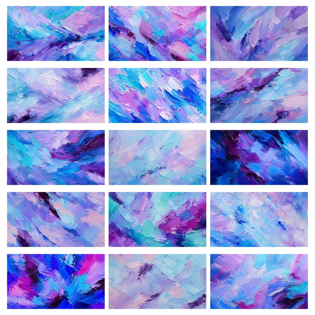 【商用利用可】50枚セット・寒色系の絵の具素材集