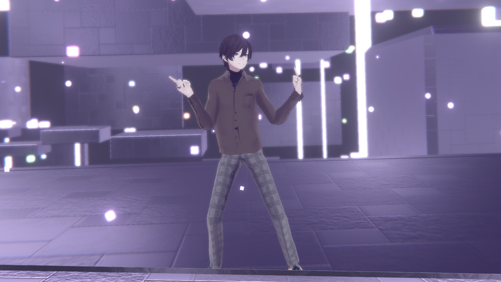 碼希-まき-maki casual 衣装 シャツ ズボン 十字架ネックレス VRC専用