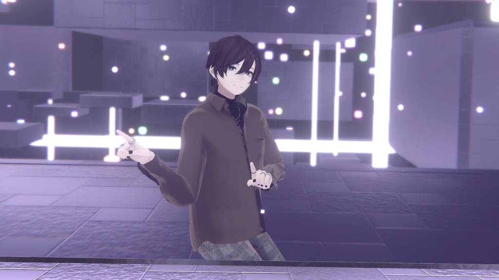 碼希-まき-maki casual 衣装 シャツ ズボン 十字架ネックレス VRC専用