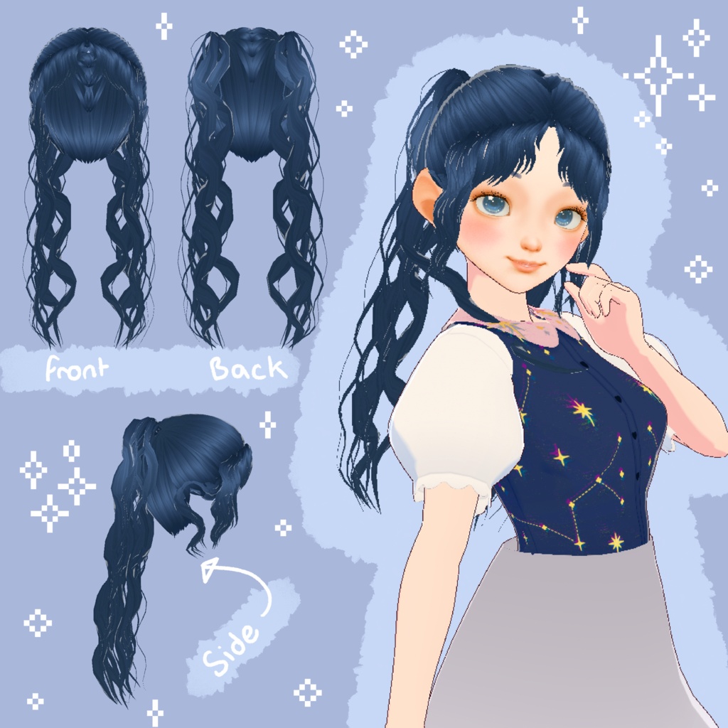 【VRoid】VTuber向けのリアルで詳細なかわいい女性/女の子/女性の顔の肌と髪のテクスチャセット Realistic detailed cute female/girl/woman face skin and hair texture set for VTubers VRoid studio (VRM)