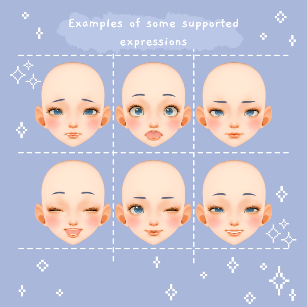 【VRoid】VTuber向けのリアルで詳細なかわいい女性/女の子/女性の顔の肌と髪のテクスチャセット Realistic detailed cute female/girl/woman face skin and hair texture set for VTubers VRoid studio (VRM)