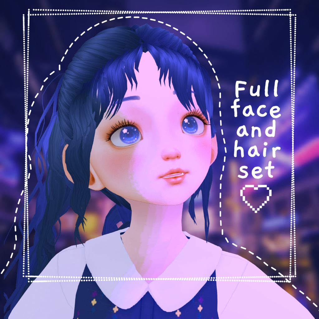 【VRoid】VTuber向けのリアルで詳細なかわいい女性/女の子/女性の顔の肌と髪のテクスチャセット Realistic detailed cute female/girl/woman face skin and hair texture set for VTubers VRoid studio (VRM)