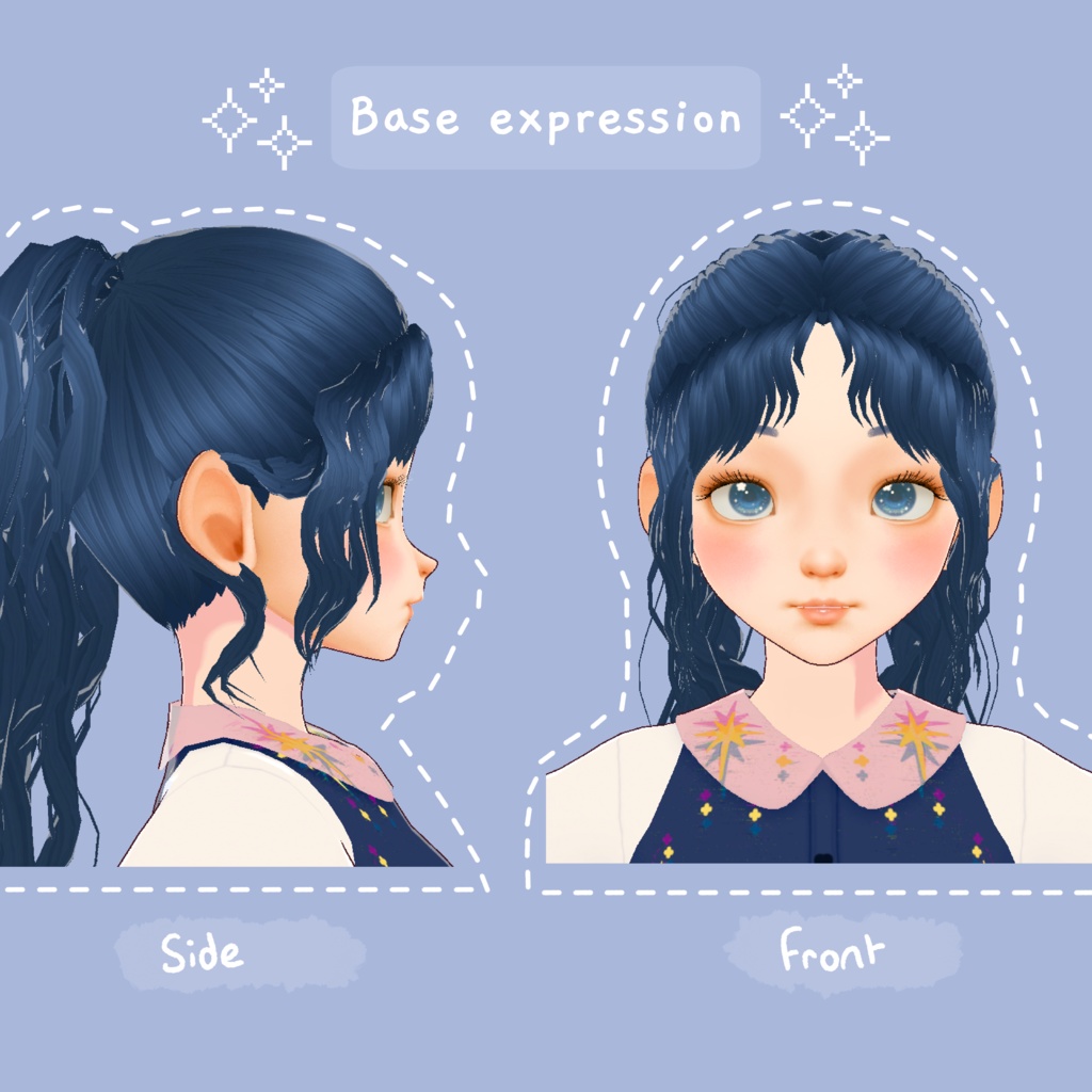 【VRoid】VTuber向けのリアルで詳細なかわいい女性/女の子/女性の顔の肌と髪のテクスチャセット Realistic detailed cute female/girl/woman face skin and hair texture set for VTubers VRoid studio (VRM)