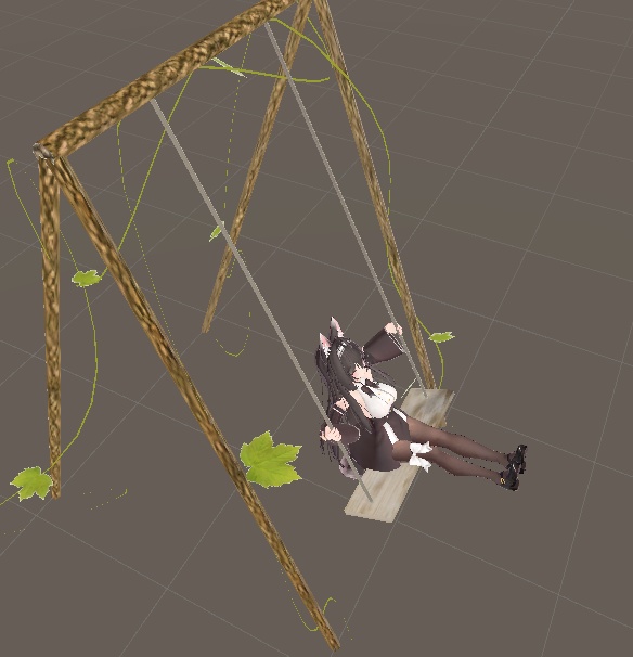 움직일 수 있는 나무재질 그네 (Movable lowpoly wooden swing)