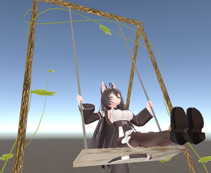 움직일 수 있는 나무재질 그네 (Movable lowpoly wooden swing)