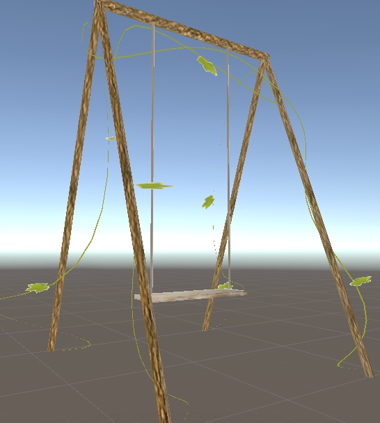 움직일 수 있는 나무재질 그네 (Movable lowpoly wooden swing)