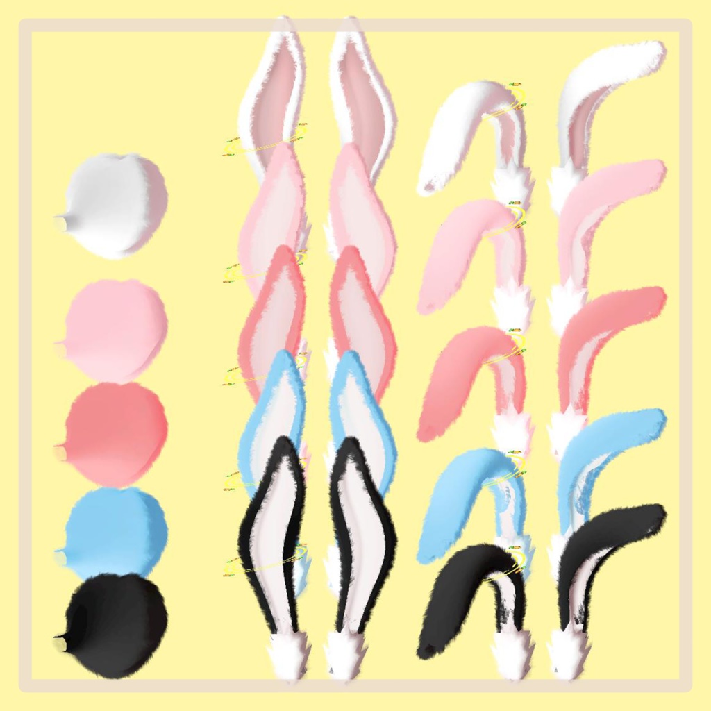 Rabbit accessories (2 Types, Ears, Tail, Halo, particle)