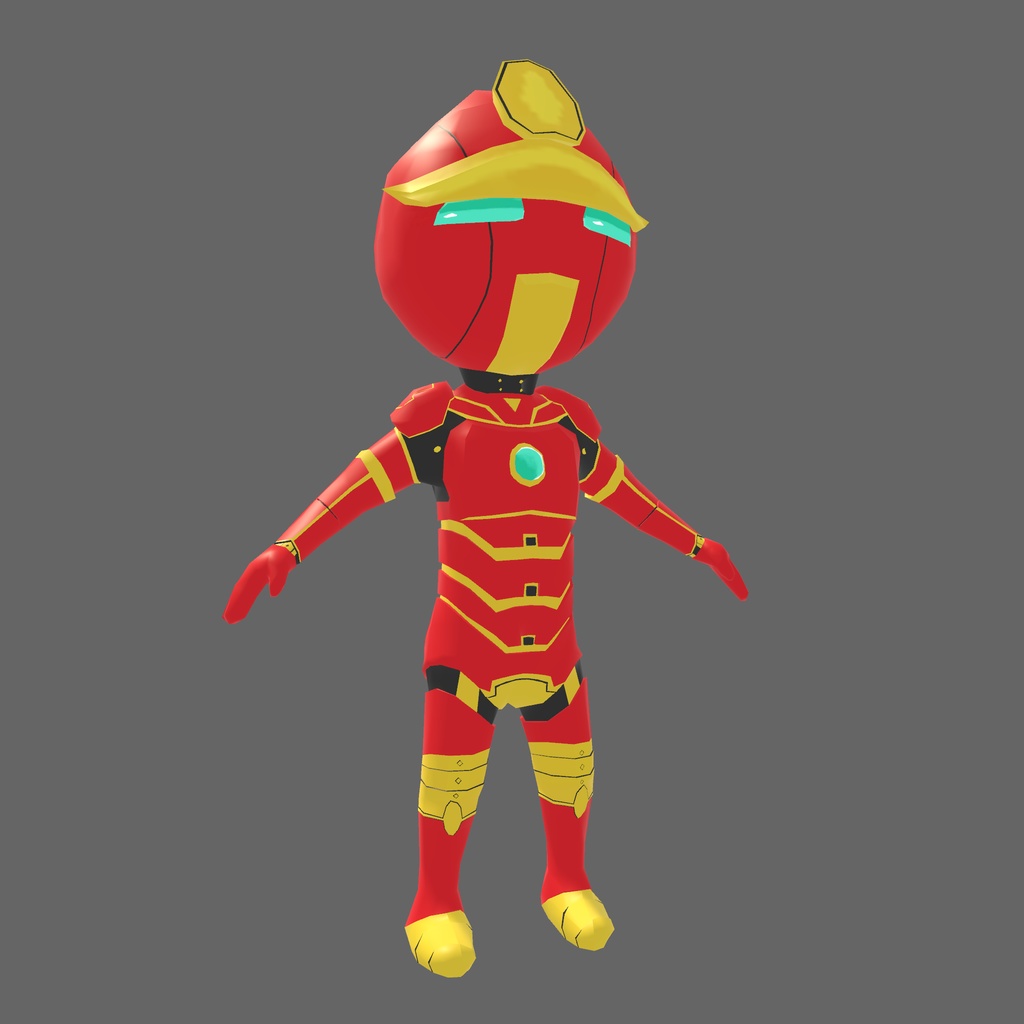 オリジナル3Dモデル「レッドヒーローロボ」