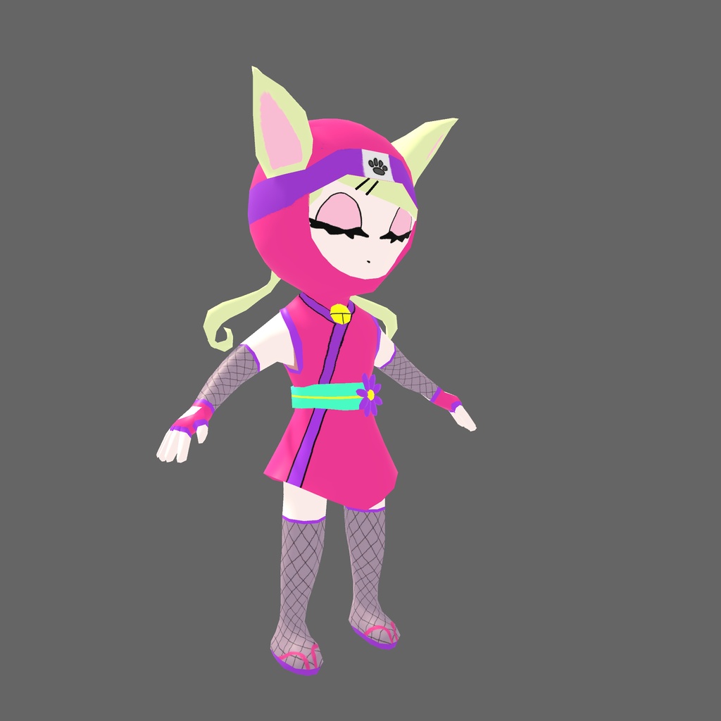 オリジナル3Dモデル「ねこ忍者ピンク」