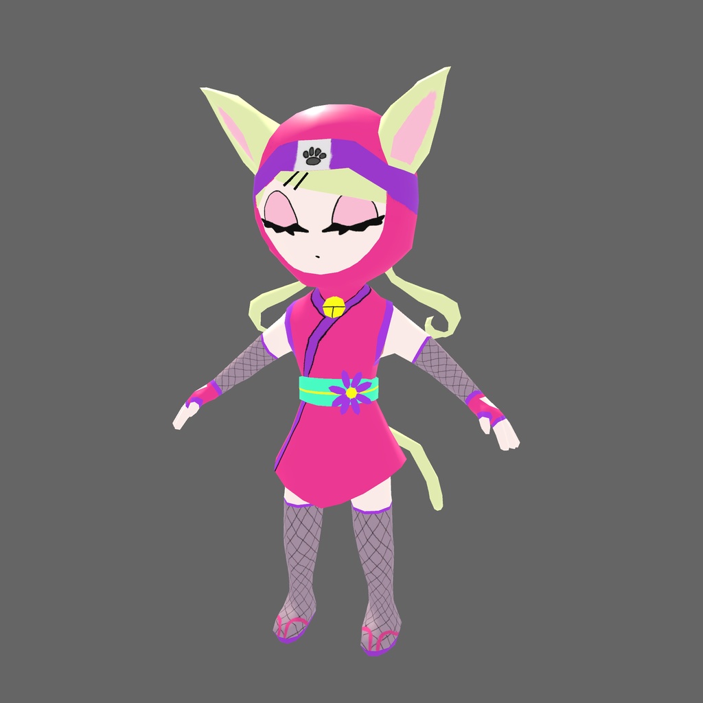 オリジナル3Dモデル「ねこ忍者ピンク」