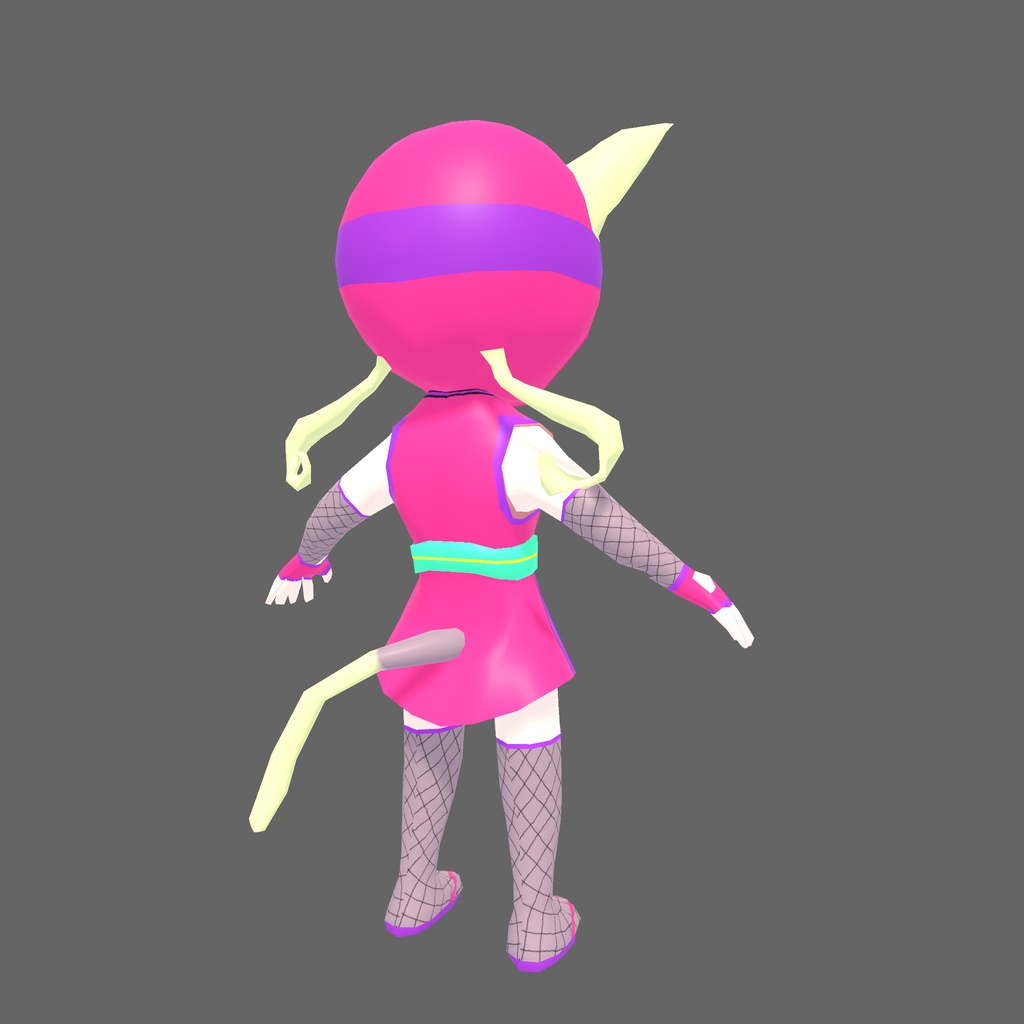 オリジナル3Dモデル「ねこ忍者ピンク」