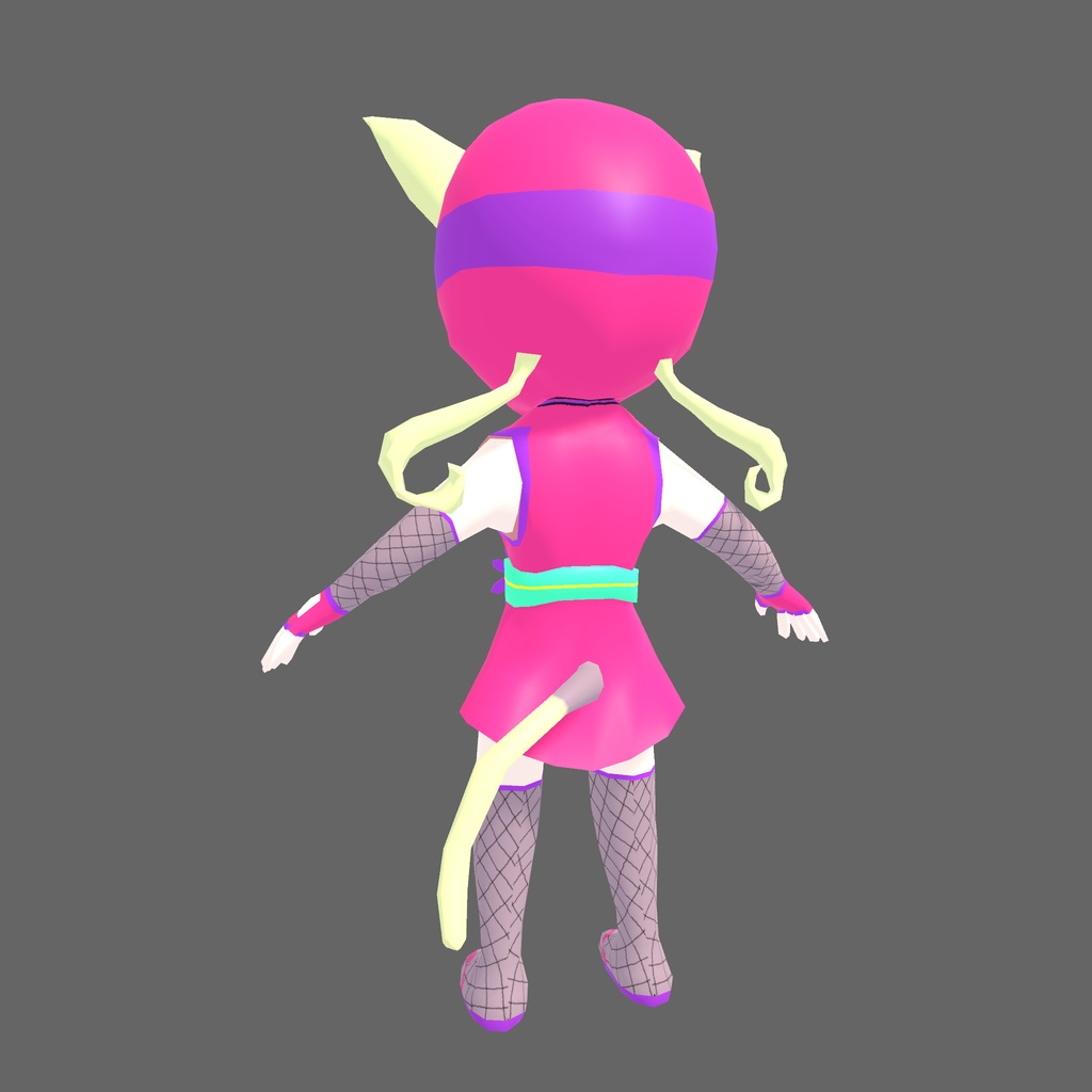オリジナル3Dモデル「ねこ忍者ピンク」