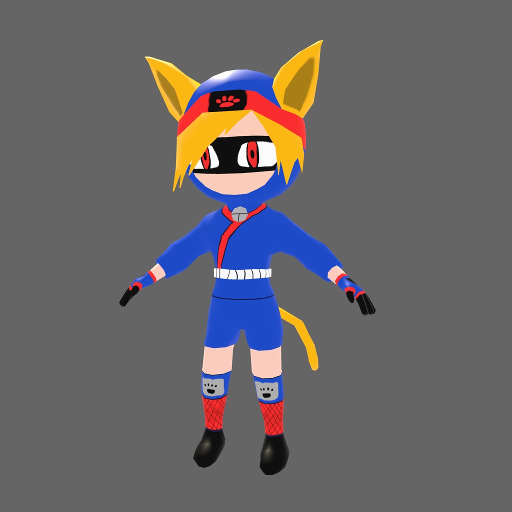 オリジナル3Dモデル「ねこ忍者ブルー」