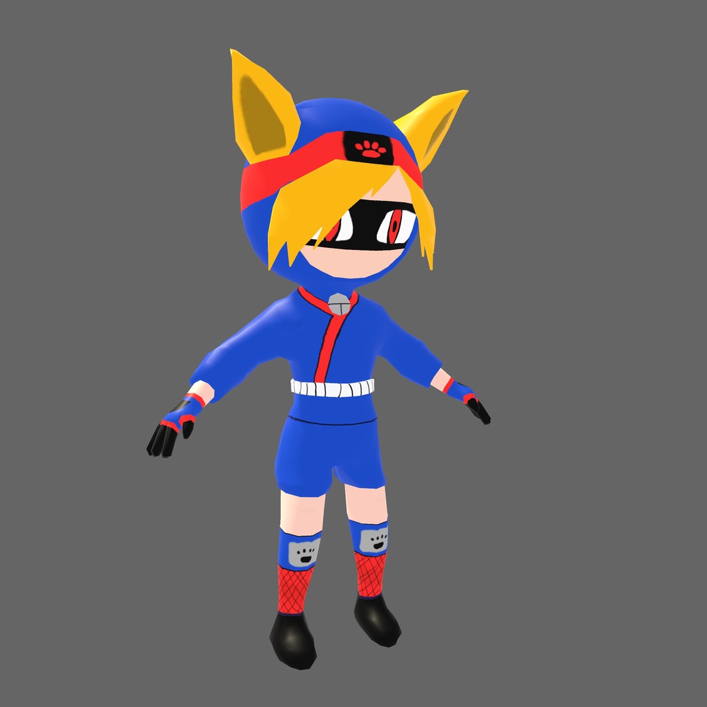 オリジナル3Dモデル「ねこ忍者ブルー」