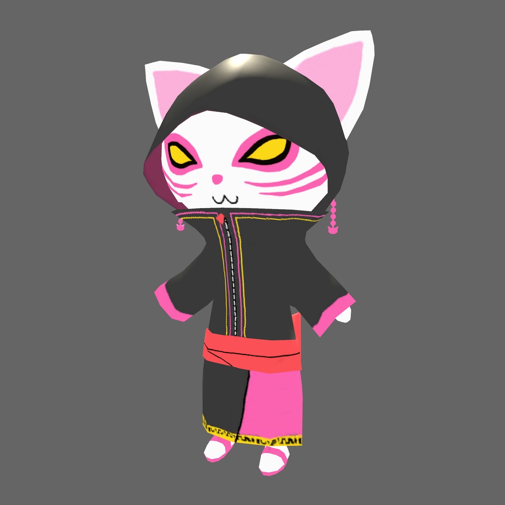 オリジナル3Dモデル「忍び猫ピンク」