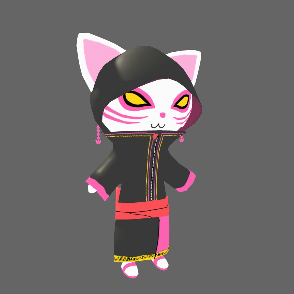 オリジナル3Dモデル「忍び猫ピンク」