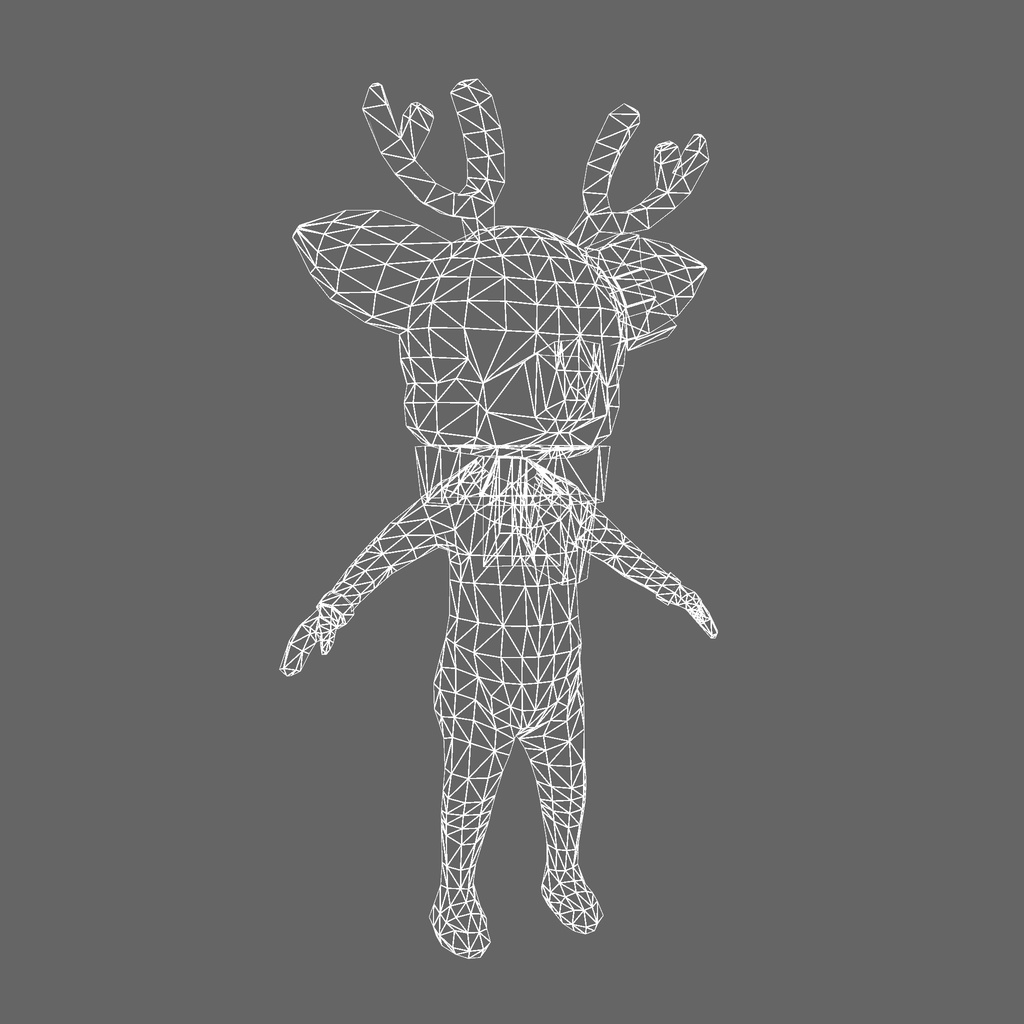 オリジナル3Dモデル「トナカイの着ぐるみガール」