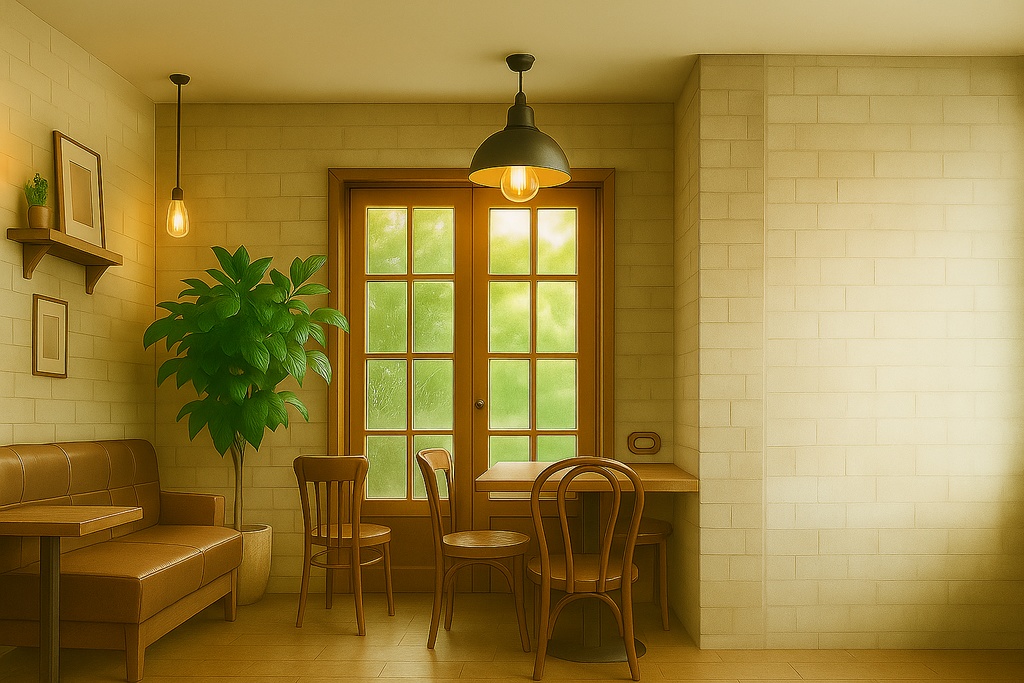 【背景素材】温かみのあるシンプルな室内5枚セット【カフェ・部屋】