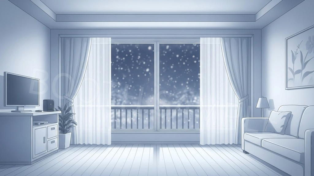 【配信背景6種】Milky Snow|雪窓ルーム背景(1920×1080/16:9・文字なし・VTuber配信素材・AI生成)